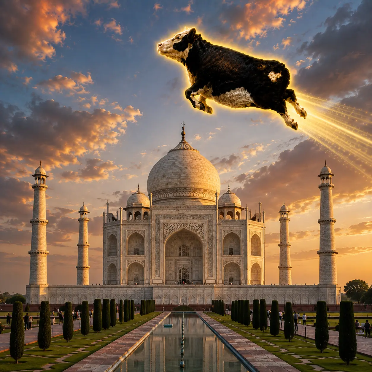 Mooner flying over Taj Mahal
