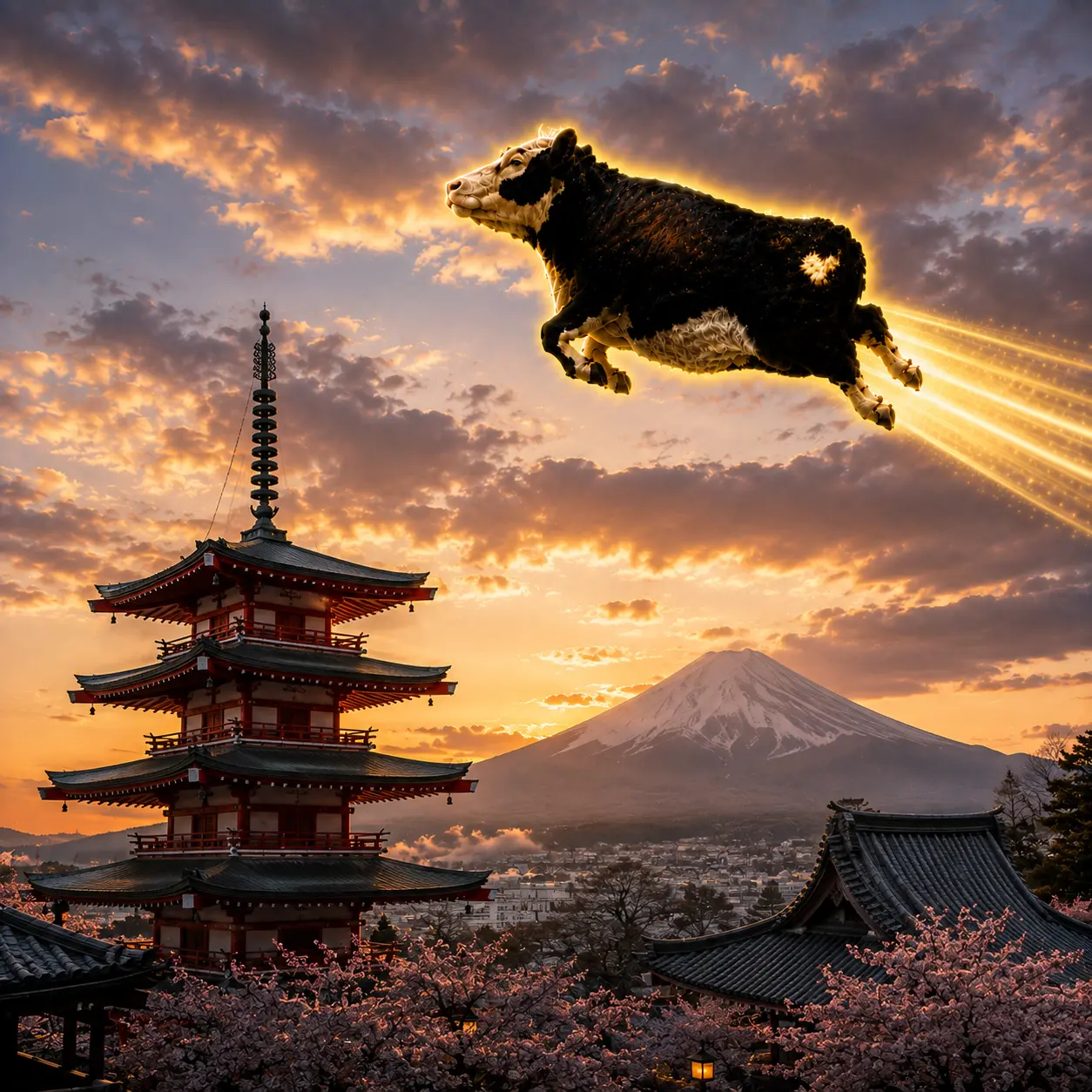Mooner flying over Mount Fuji