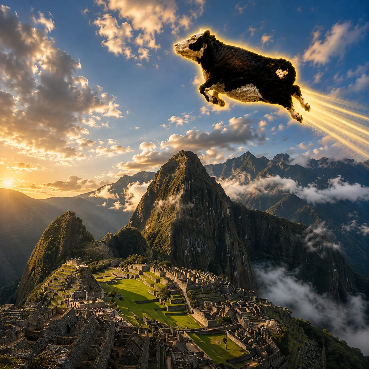 Mooner flying over Machu Picchu